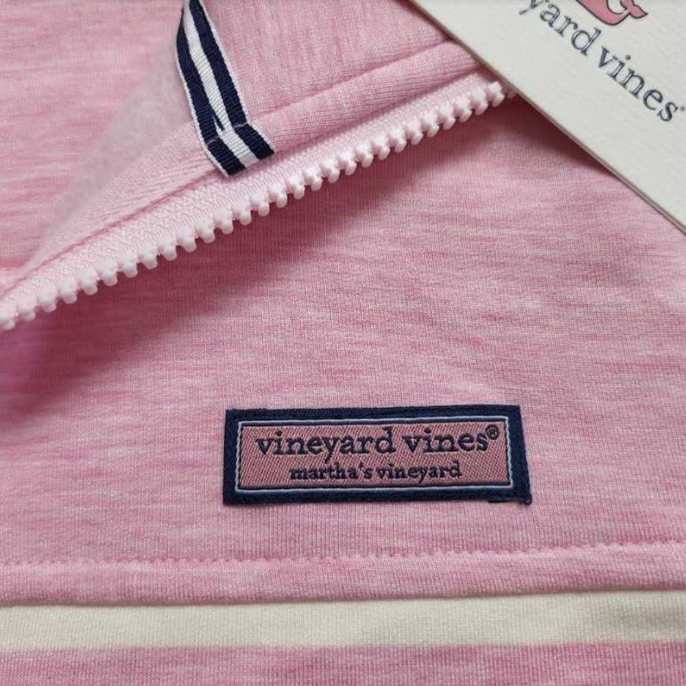 NEW PINK VINEYARD VINES DREAMCLOTH PLACED STRIPE RELAXED SHEP SHIRT SWEATER - Picture 5 of 12